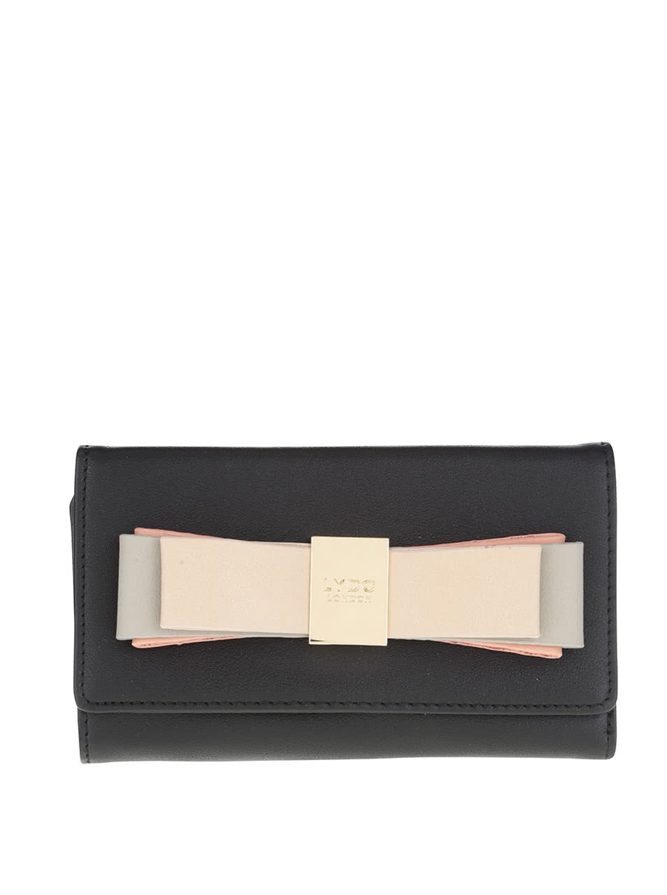 Černá peněženka s mašlí a detailem ve zlaté barvě LYDC