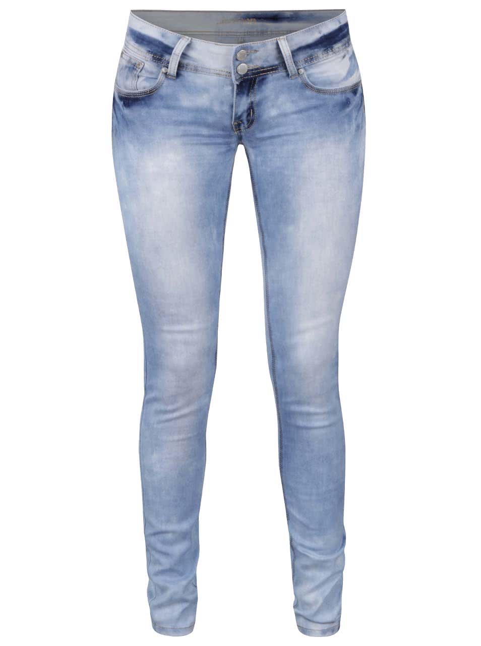 Světle modré džíny s vyšisovaným efektem a nízkým pasem Haily´s Catty