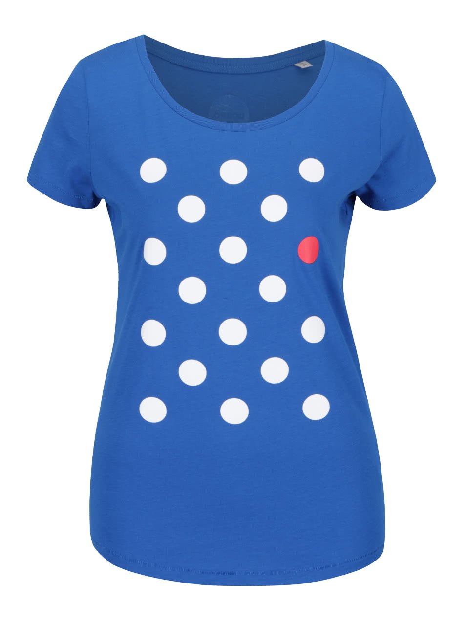 "Dobré" modré dámské tričko s potiskem puntíků Mamma HELP