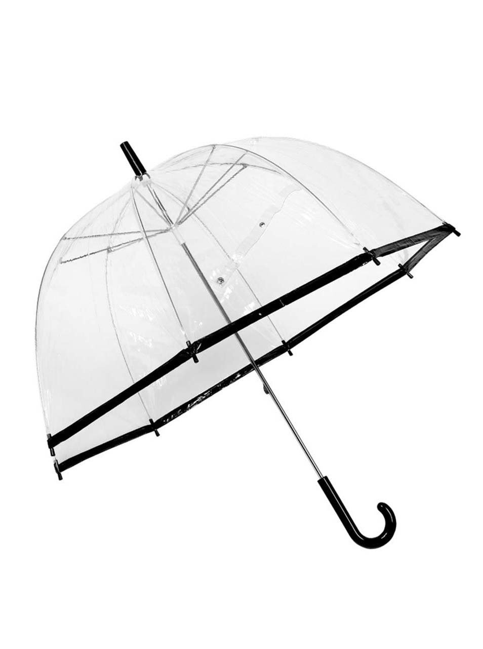 Průhledný deštník s černým lemem Lindy Lou SlimTrim