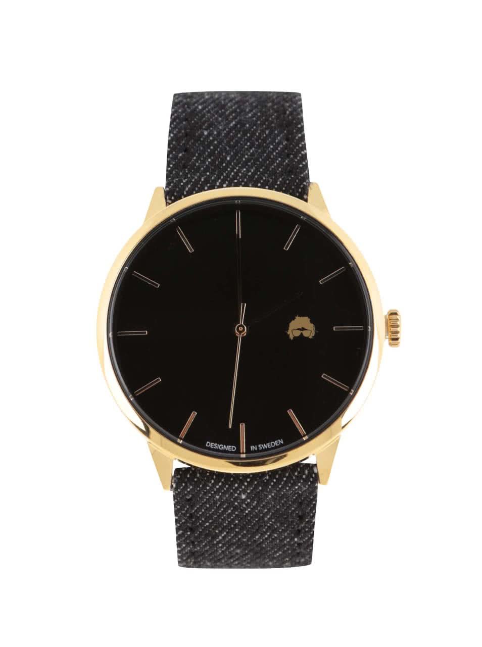 Unisex hodinky ve zlaté barvě s tmavě šedým žíhaným textilním páskem Cheapo Khorshid Ali