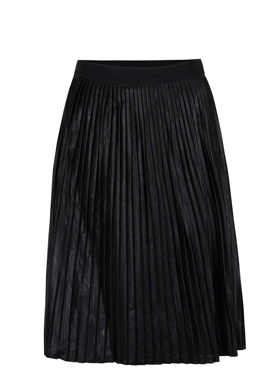 Černá koženková plisovaná sukně ZOOT