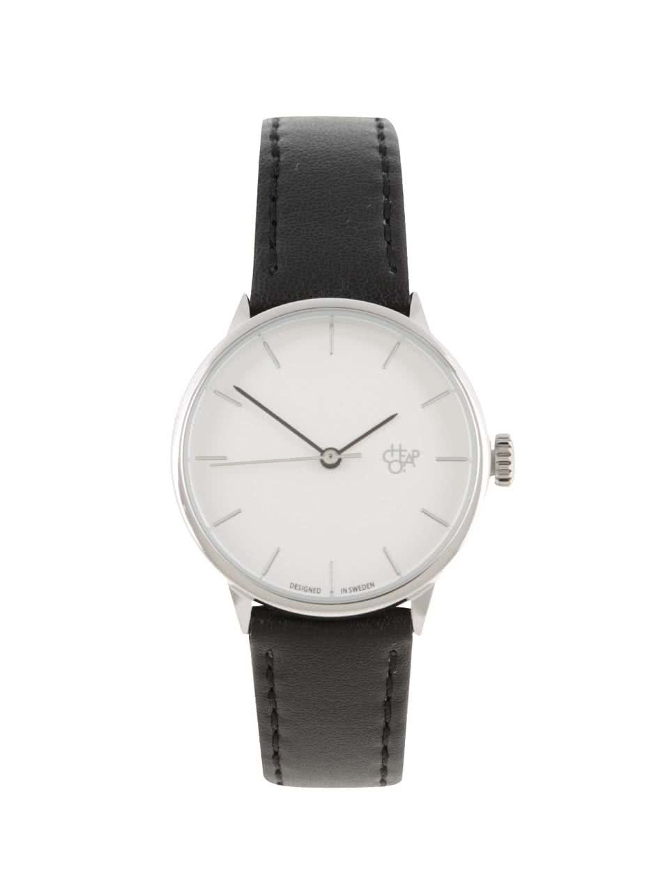 Dámské hodinky ve stříbrné barvě s černým páskem z veganské kůže Cheapo Khorshid Mini Silver