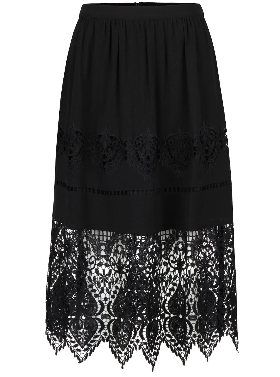 Černá sukně s výraznu krajkou Miss Selfridge