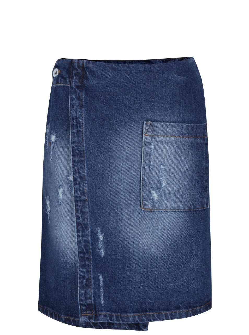 Modrá džínová zavinovací sukně s kapsou Alchymi Zane
