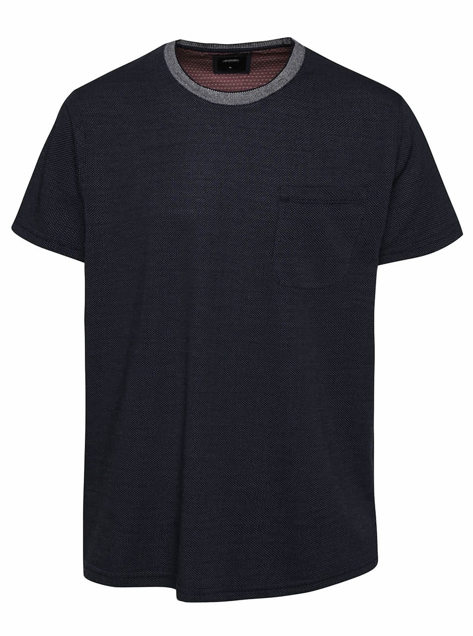 Tmavě modré triko se vzorem Burton Menswear London