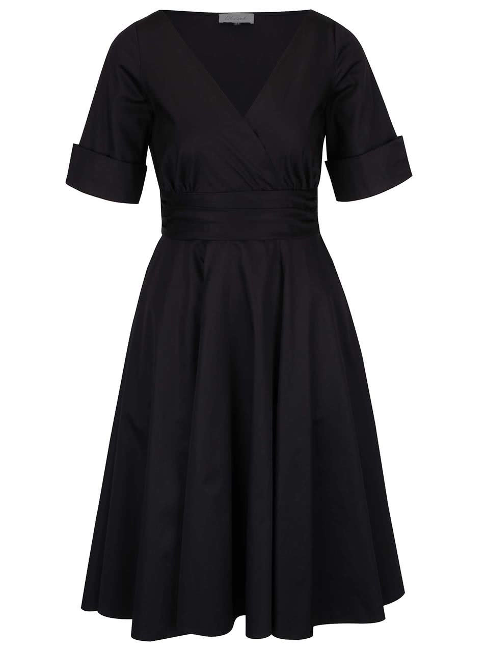 Černé šaty s překládaným výstřihem Closet