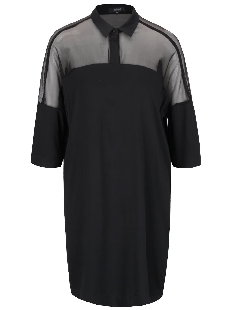 Černé šaty s průsvitnými rameny Alchymi Joya