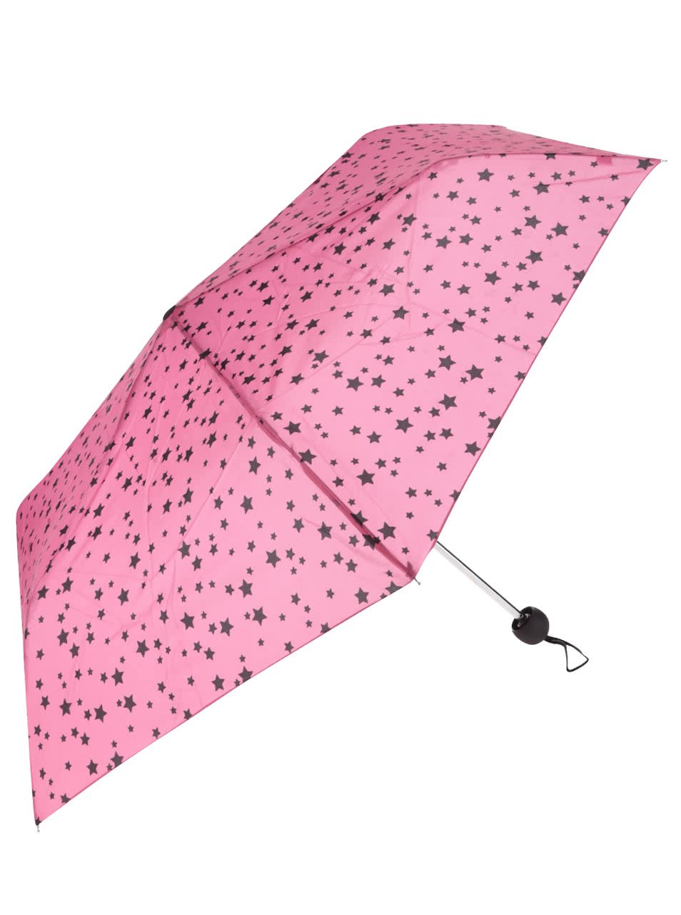 Růžový skládací deštník s černými hvězdami Dorothy Perkins