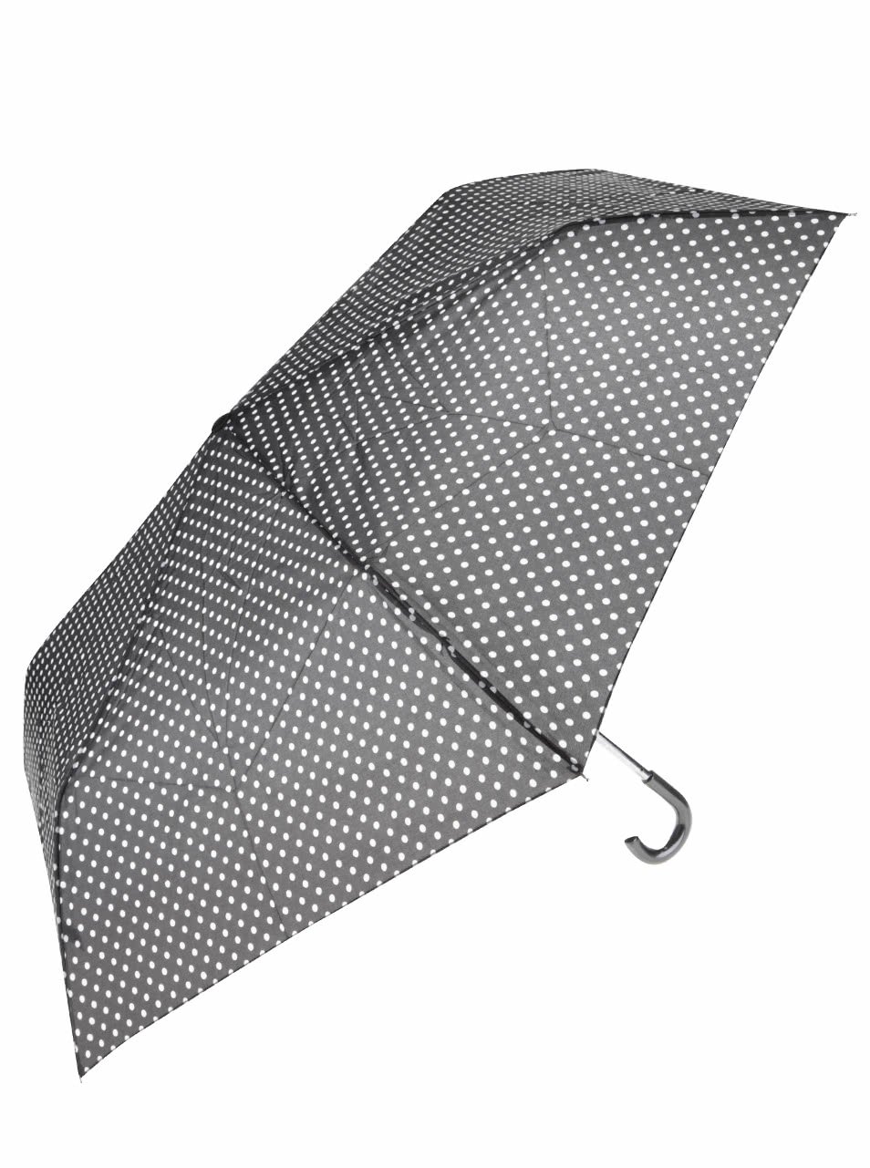 Černý skládací deštník s bílými puntíky Dorothy Perkins
