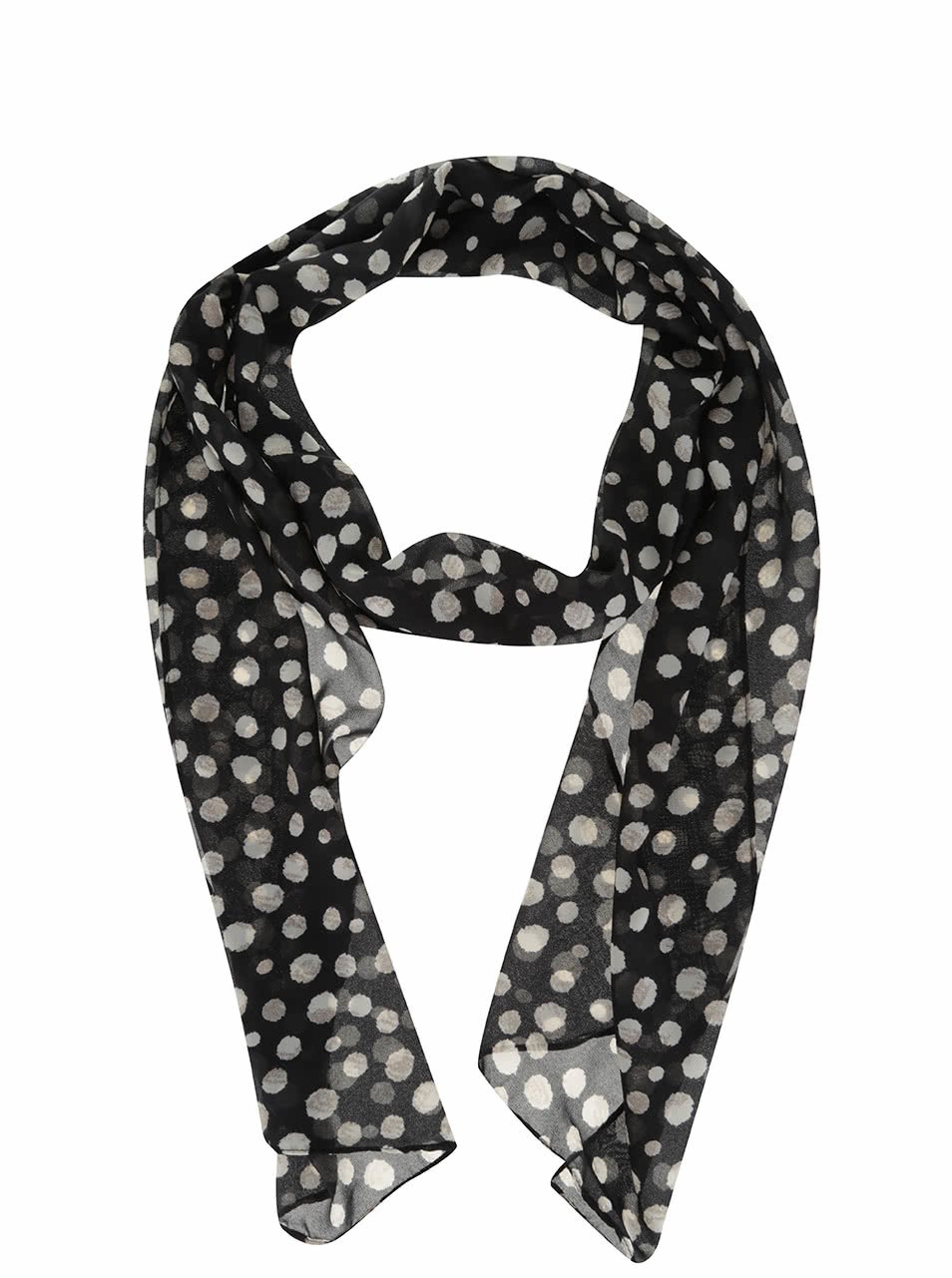 Černý šátek s krémovými puntíky Dorothy Perkins