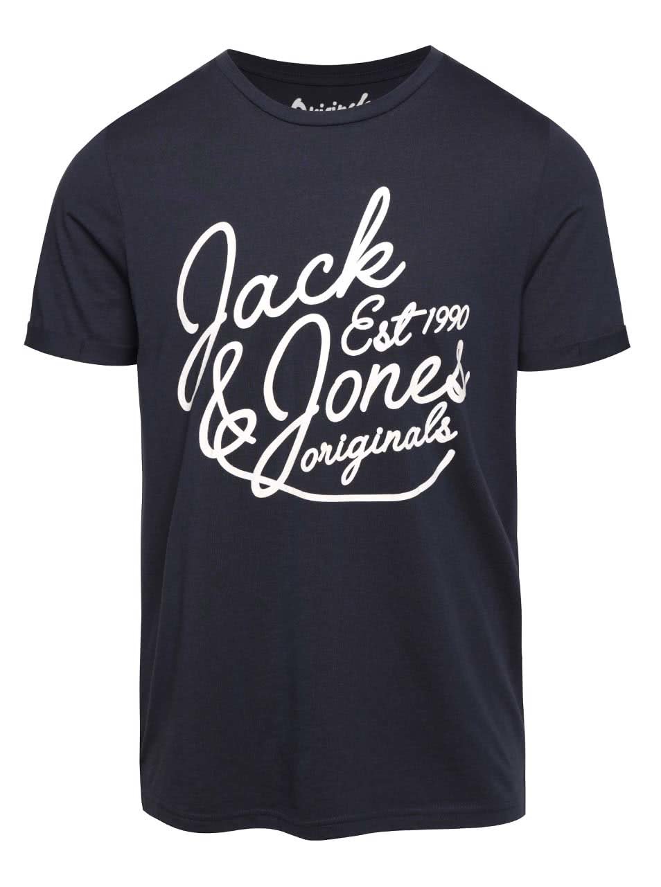 Tmavě modré triko s potiskem Jack & Jones Grindle
