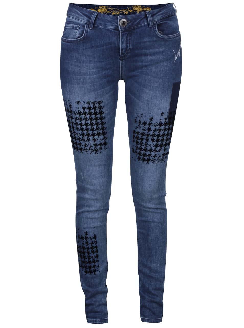 Tmavě modré džíny se vzorem Desigual Dina