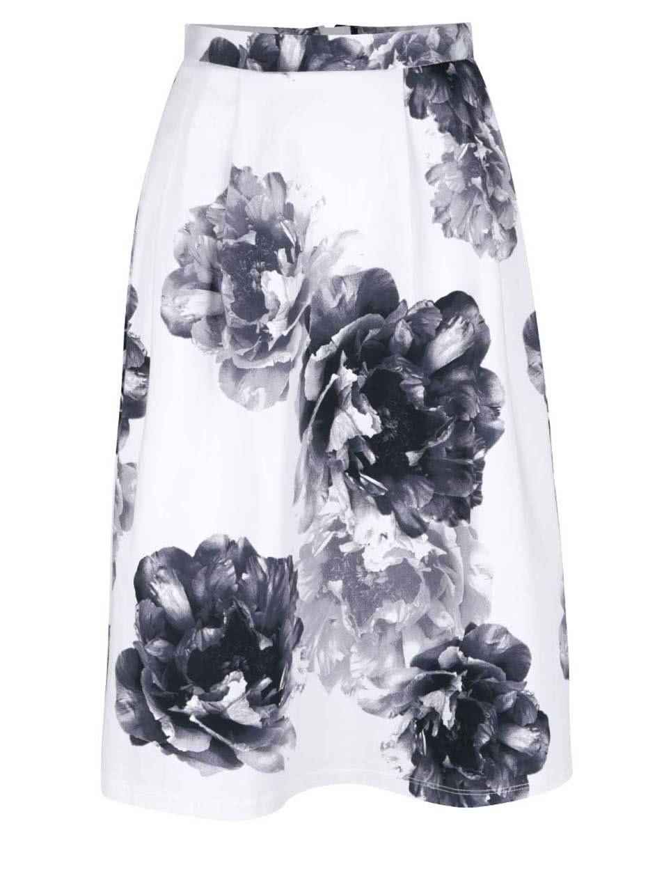 Černo-krémová květovaná midi sukně Dorothy Perkins