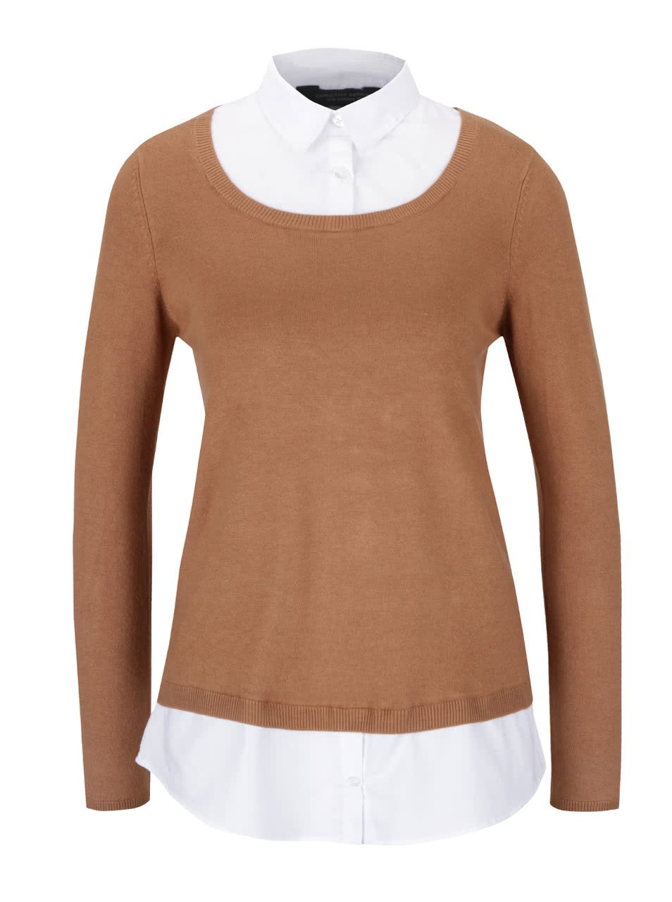 Světle hnědý svetr s košilí 2v1 Dorothy Perkins