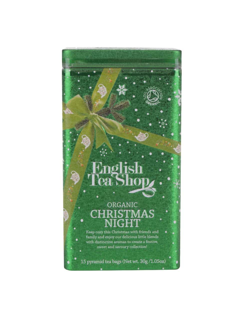 Zelená plechovka čajů English Tea Shop Vánoční noc