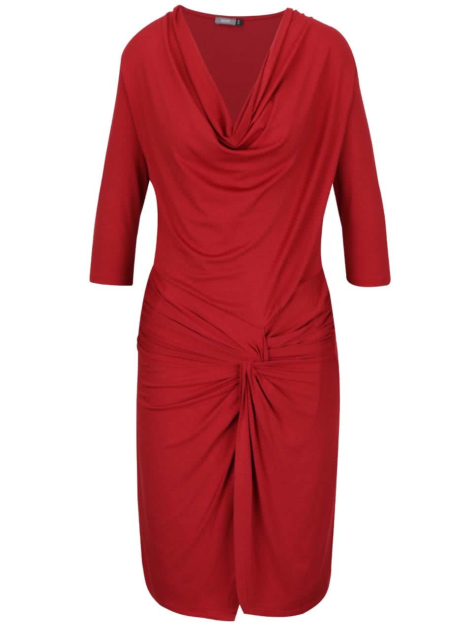 Červené vzorované šaty s prověšeným výstřihem ZOOT