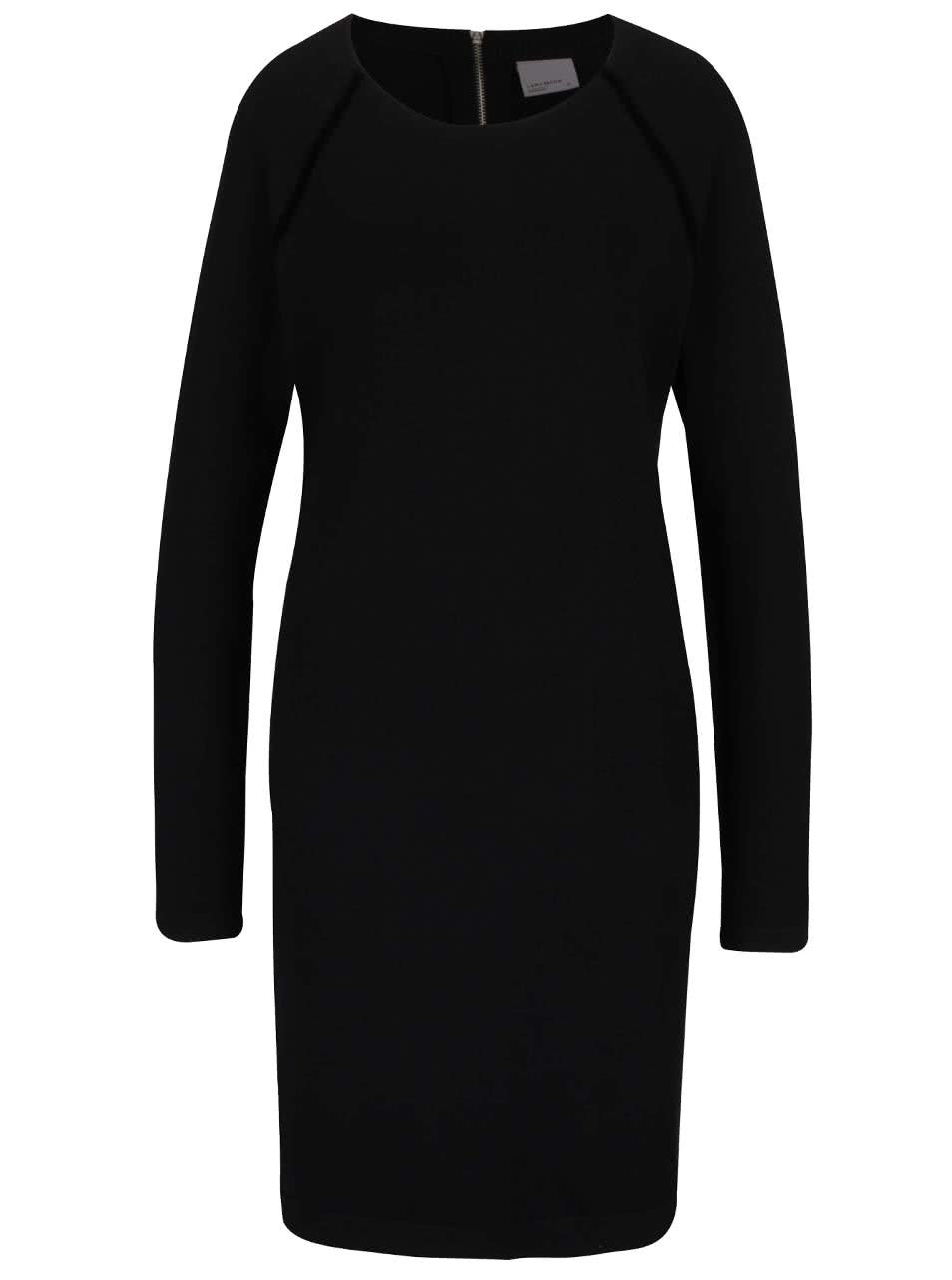 Černé volnější svetrové šaty s dlouhým rukávem Vero Moda Glory