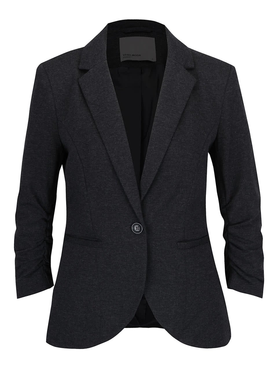 Tmavě šedé sako s nabíranými rukávy Vero Moda Sparkle