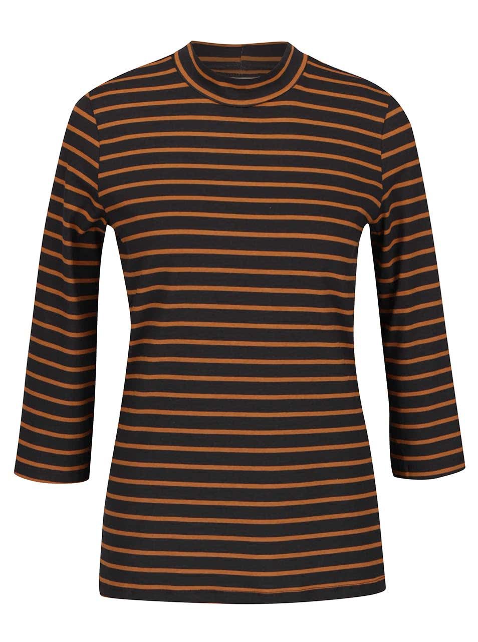 Oranžovo-šedé pruhované tričko s 3/4 rukávy Vero Moda Sailor