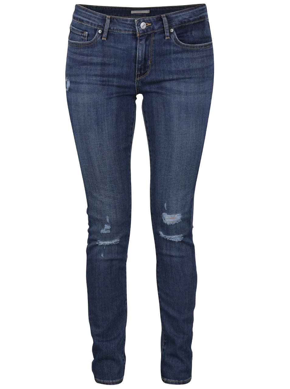 Tmavě modré dámské skinny džíny s potrhaným efektem Levi's® 711