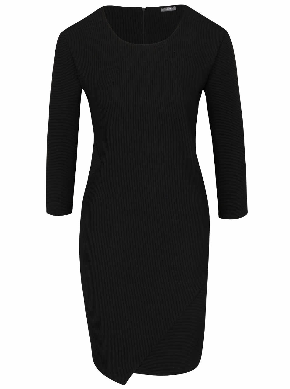 Černé žebrované šaty s 3/4 rukávy ZOOT