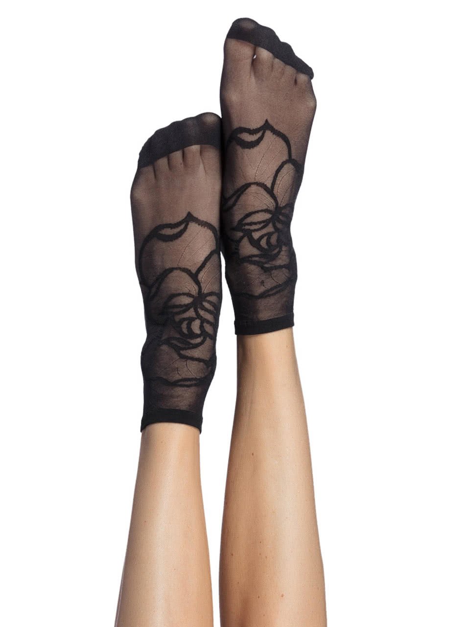 Černé ponožky s květinovým vzorem Oroblu Kathryn