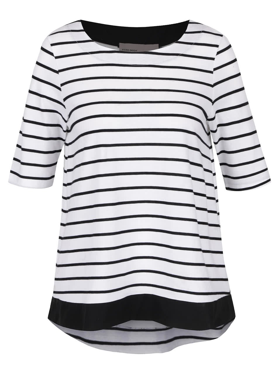 Černo-bílé pruhované tričko s 3/4 rukávy Vero Moda Sui