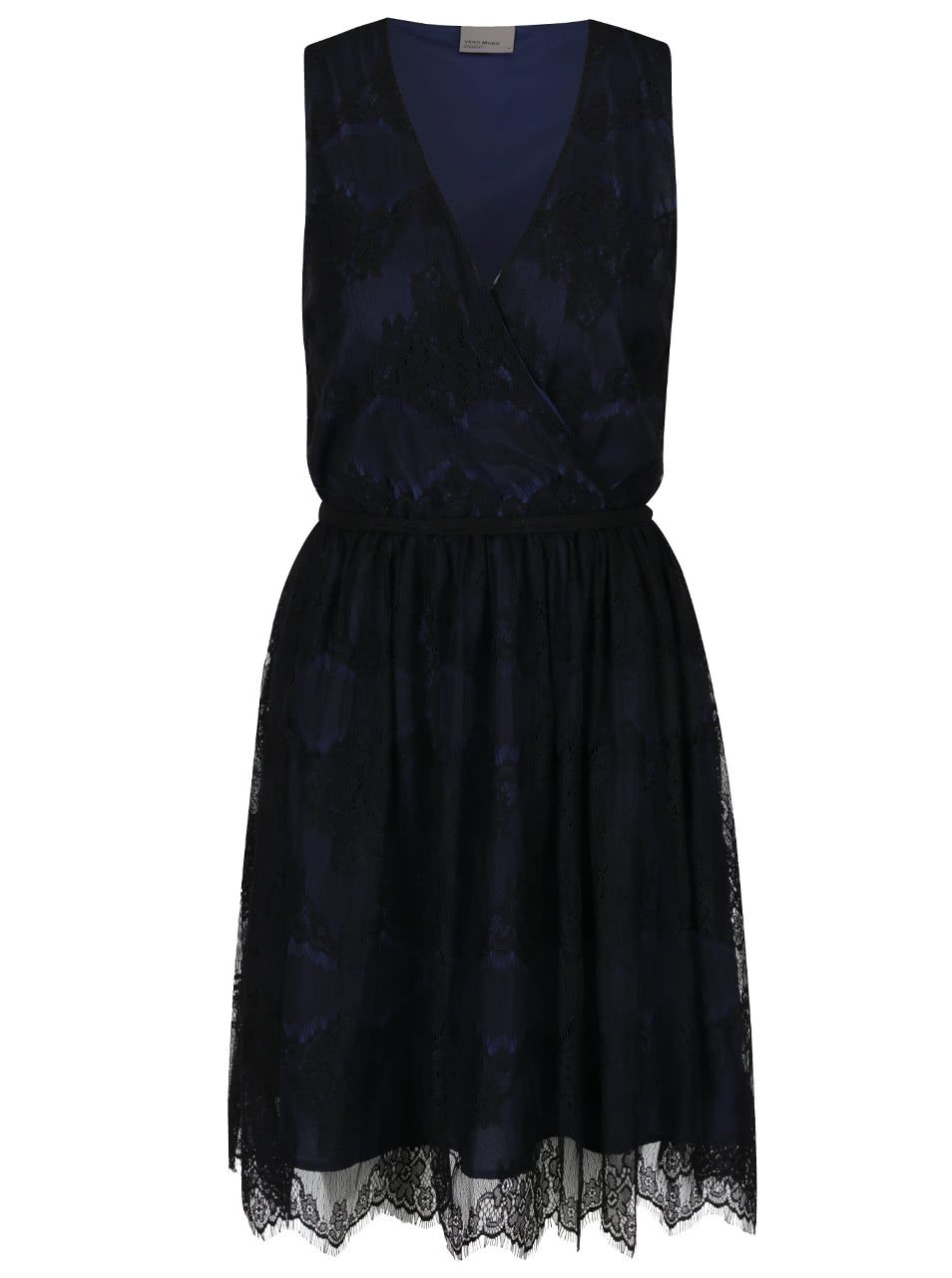 Černo-modré krajkové šaty Vero Moda Sally
