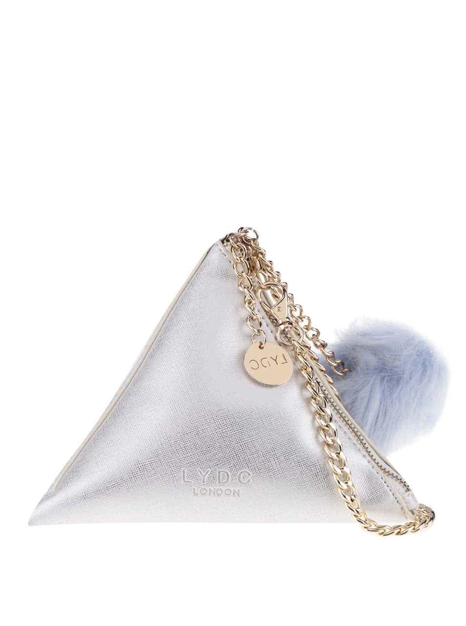 Malá kabelka trojúhelníkového tvaru ve stříbrné barvě LYDC