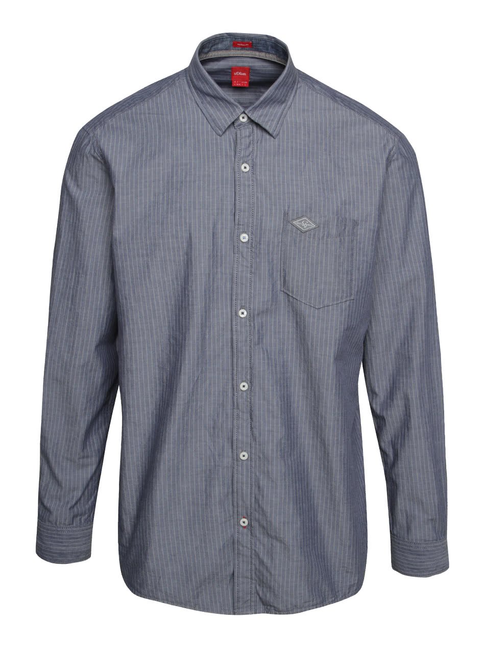 Šedo-modrá pruhovaná pánská košile s.Oliver
