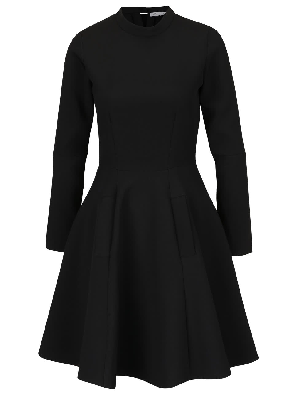 Černé šaty se stojáčkem a rošířenou sukní Closet