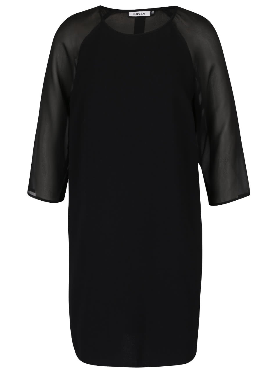 Černé volnější šaty s průsvitnými 3/4 rukávy ONLY Turner