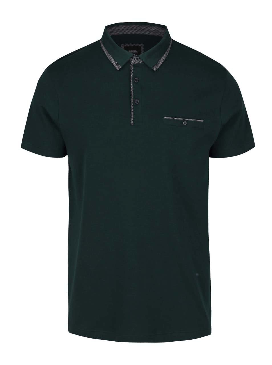 Tmavě zelené polo triko s kapsou Burton Menswear London