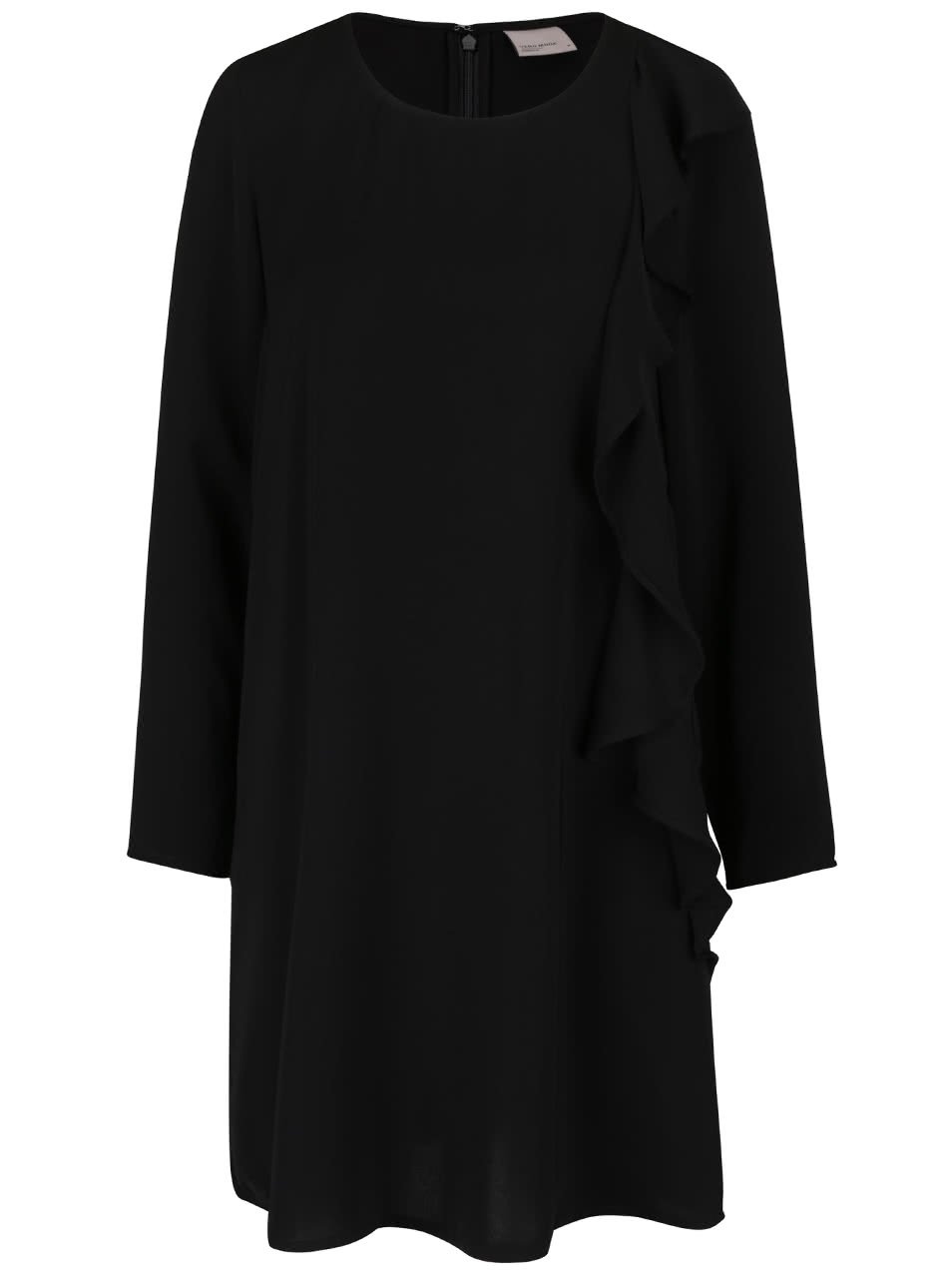 Černé volnější šaty s volánem Vero Moda Flora