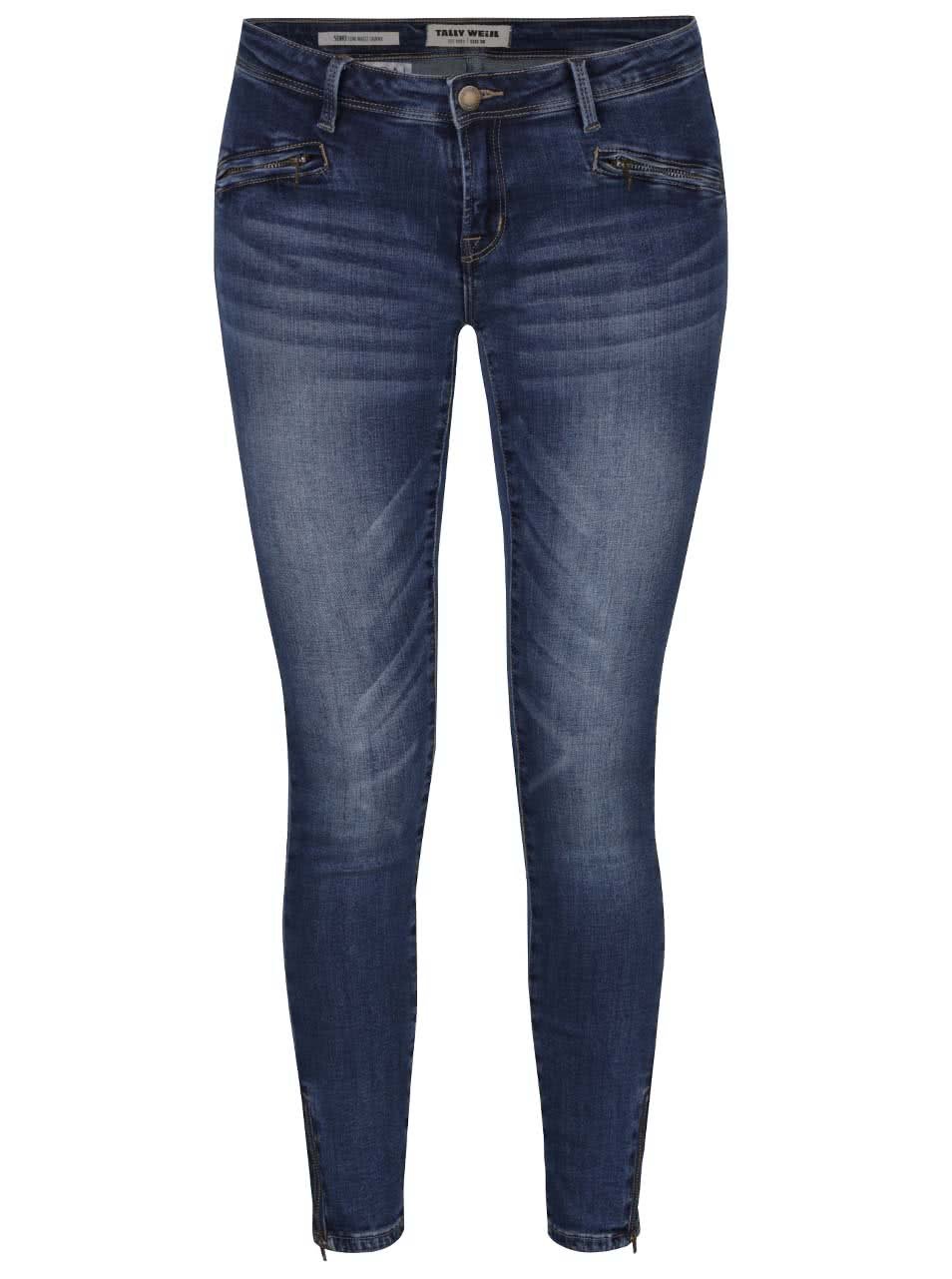 Modré skinny džíny s ozdobnými zipy TALLY WEiJL