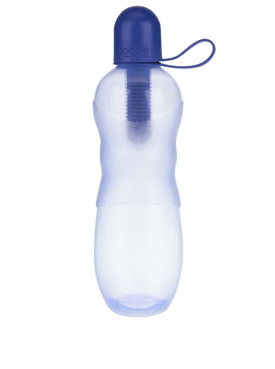 Tmavě modrá sportovní filtrační láhev se silikonovým víčkem bobble Sport