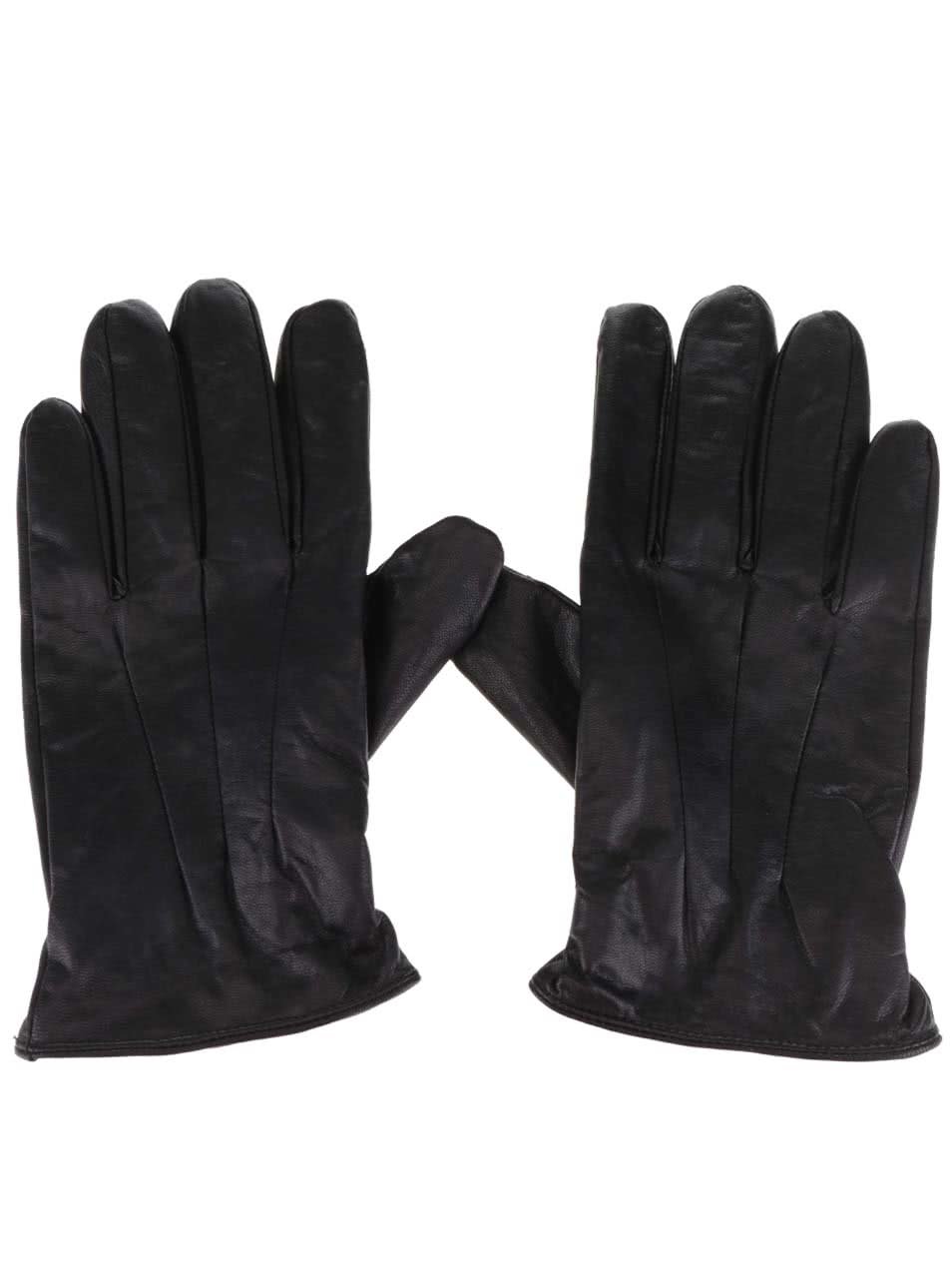 Černé kožené rukavice Jack & Jones Max