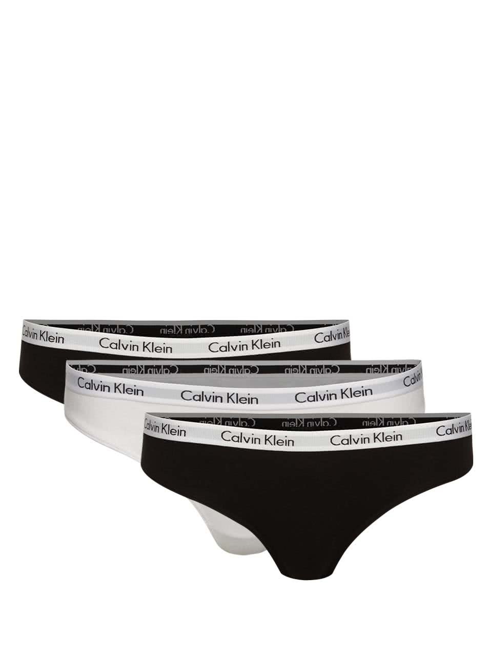 Sada tří kalhotek v černé a bílé barvě Calvin Klein