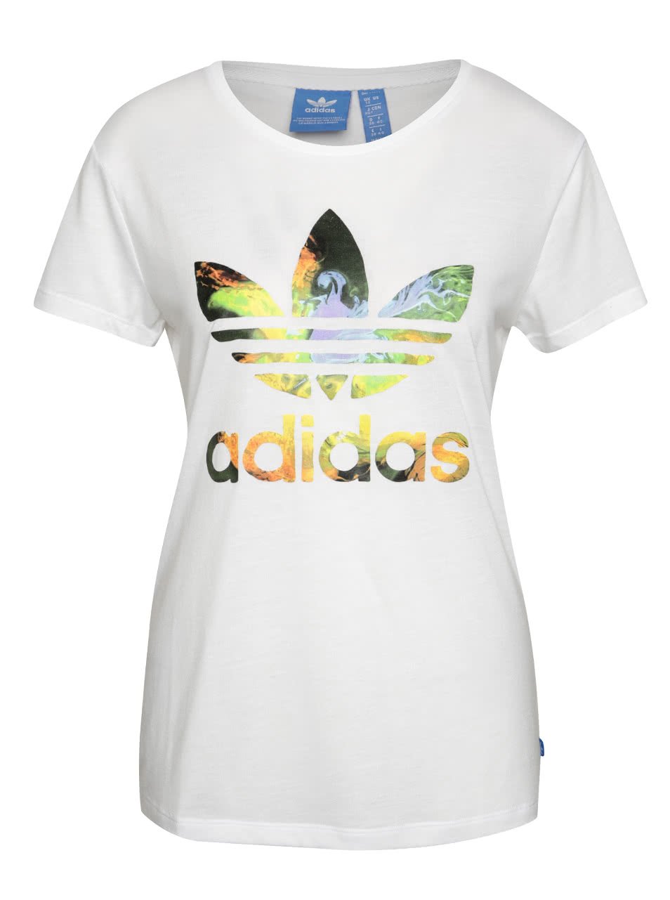 Bílé dámské tričko s barevným logem adidas Originals