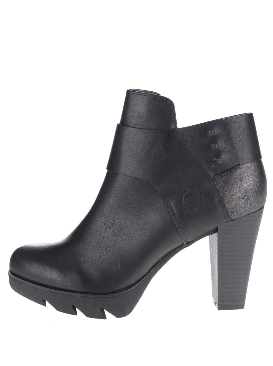 Černé dámské kotníkové boty na podpatku bugatti Elenor Evo