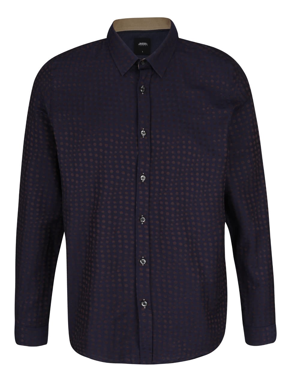 Tmavě modrá košile s hnědými puntíky Burton Menswear London