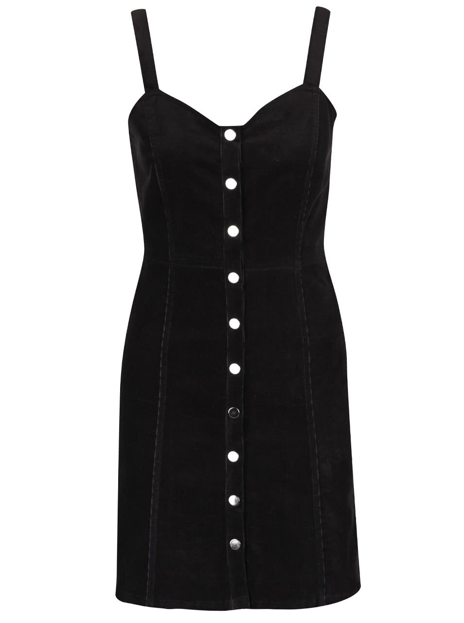 Černé propínací manšestrové šaty Miss Selfridge