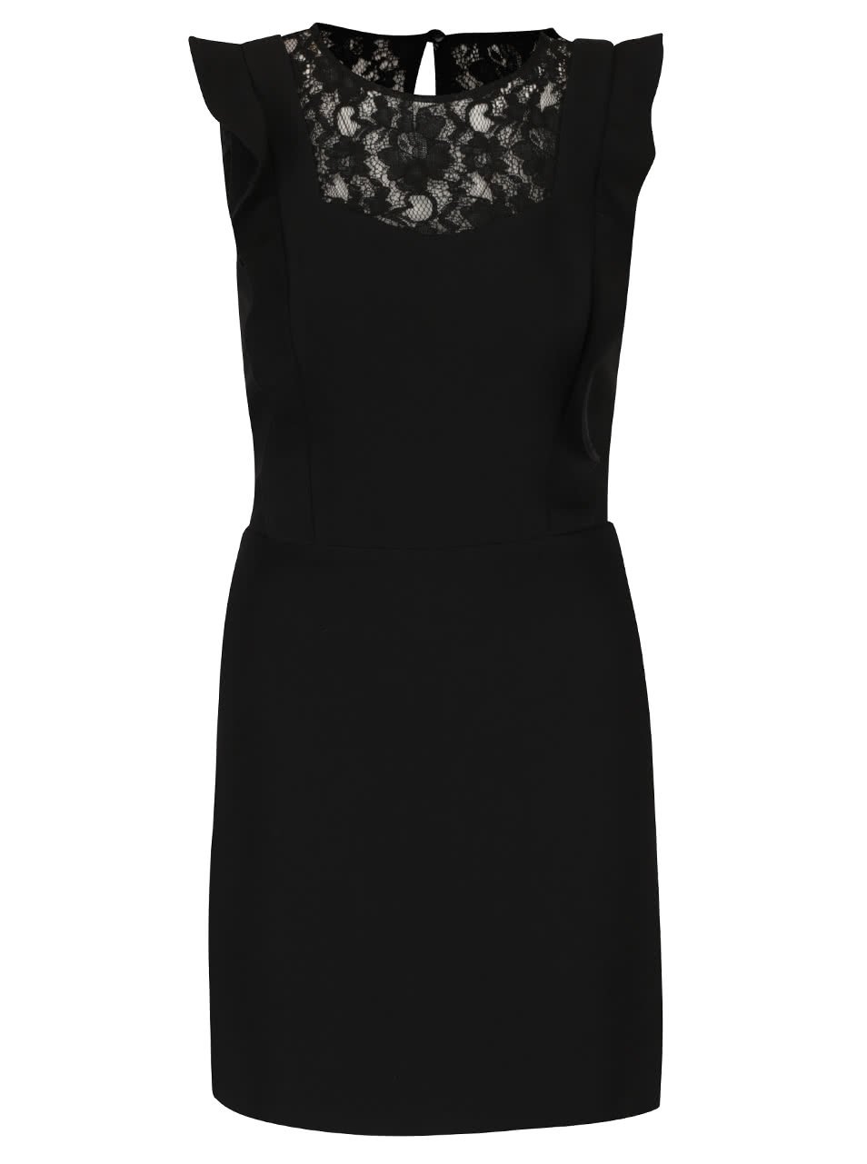 Černé šaty s krajkou v dekoltu Miss Selfridge