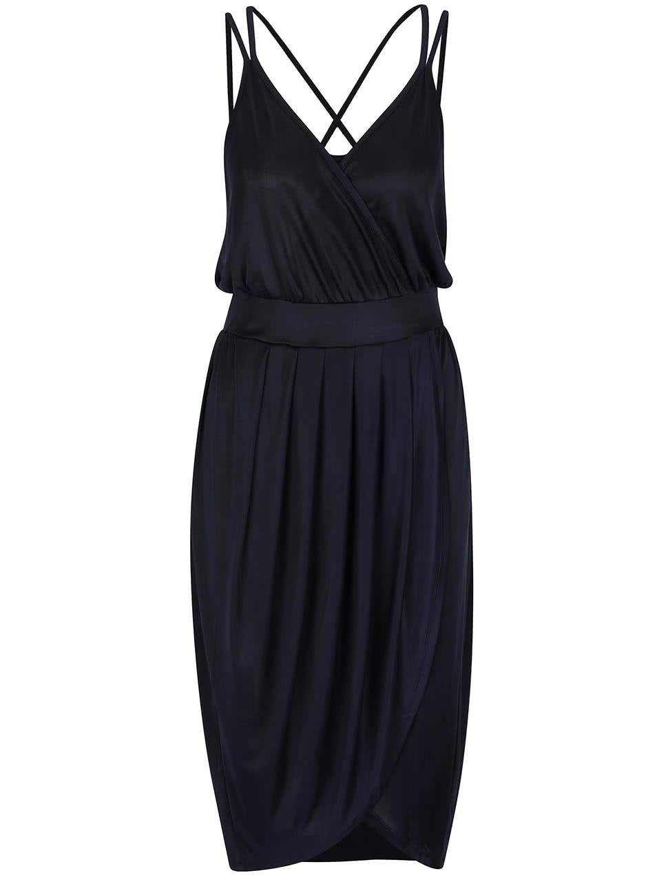 Tmavě modré šaty s překládanou sukní Vero Moda Mya