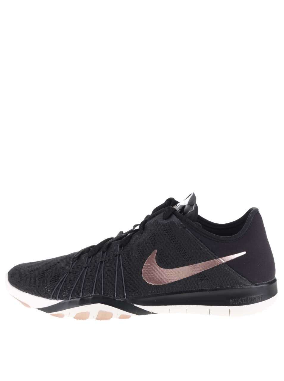 Černé dámské tenisky s detaily v růžovozlaté barvě Nike Free TR 6