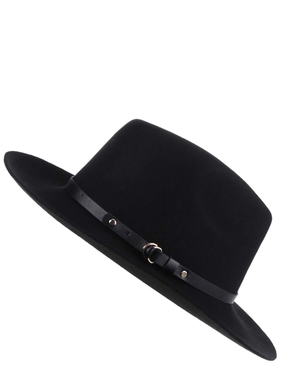Černý vlněný klobouk Pieces Daniella