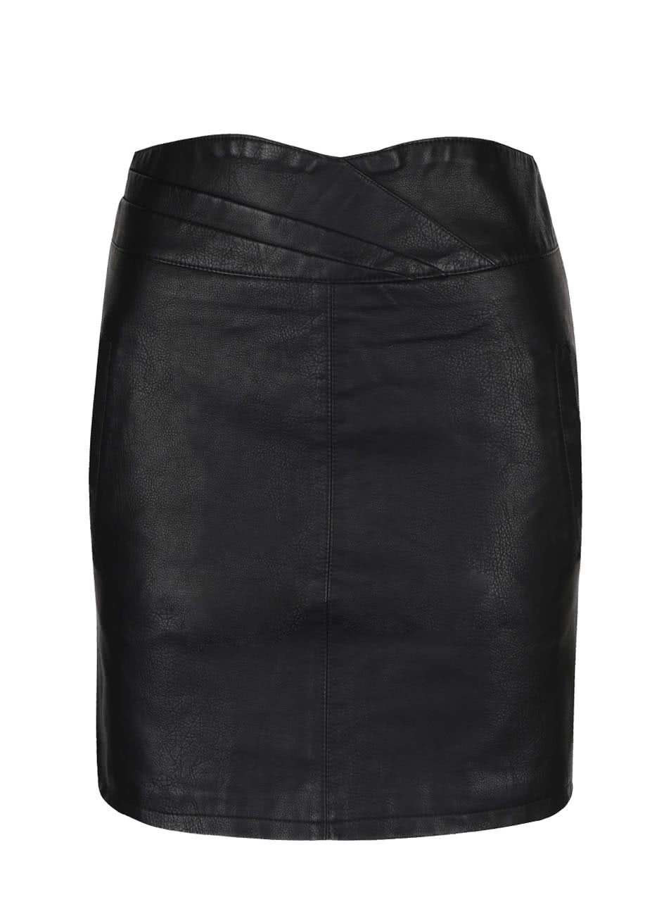 Černá koženková minisukně s kapsami Vero Moda Connery