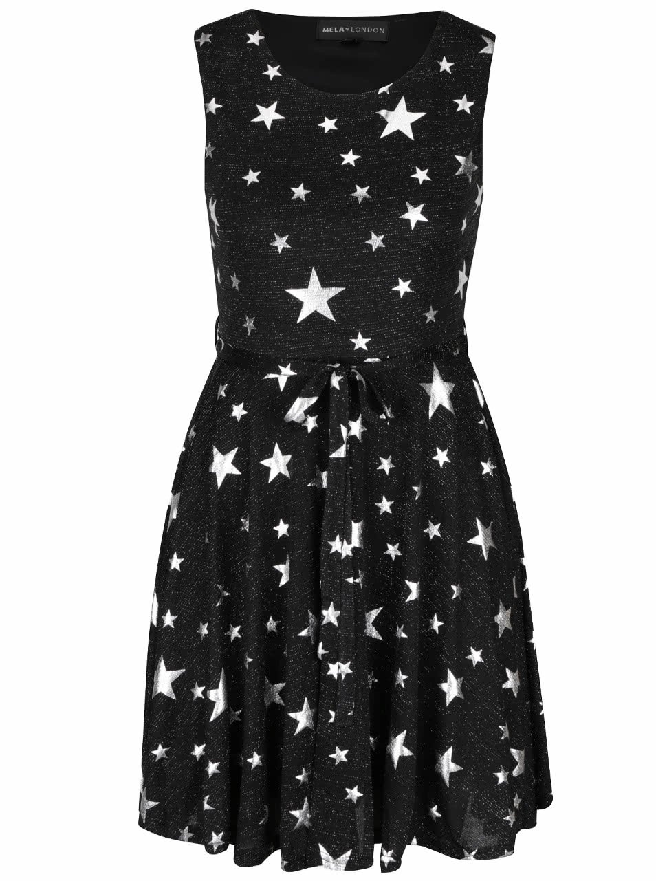 Černé třpytivé šaty s motivem hvězd Mela London