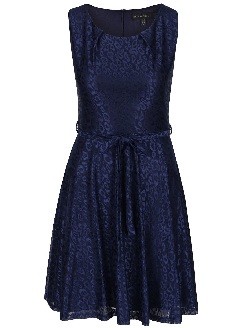 Tmavě modré lesklé vzorované šaty Mela London